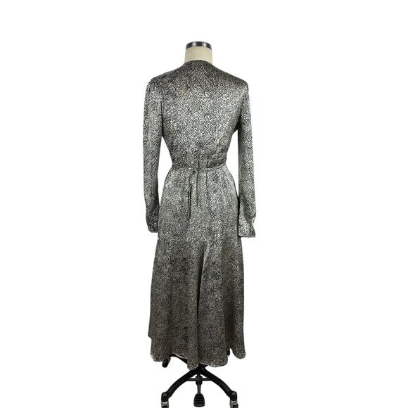 RACHEL PARCELL Cheetah Print Long Sleeve Satin Wrap Dress Women's Size Small - Picture 3 of 7